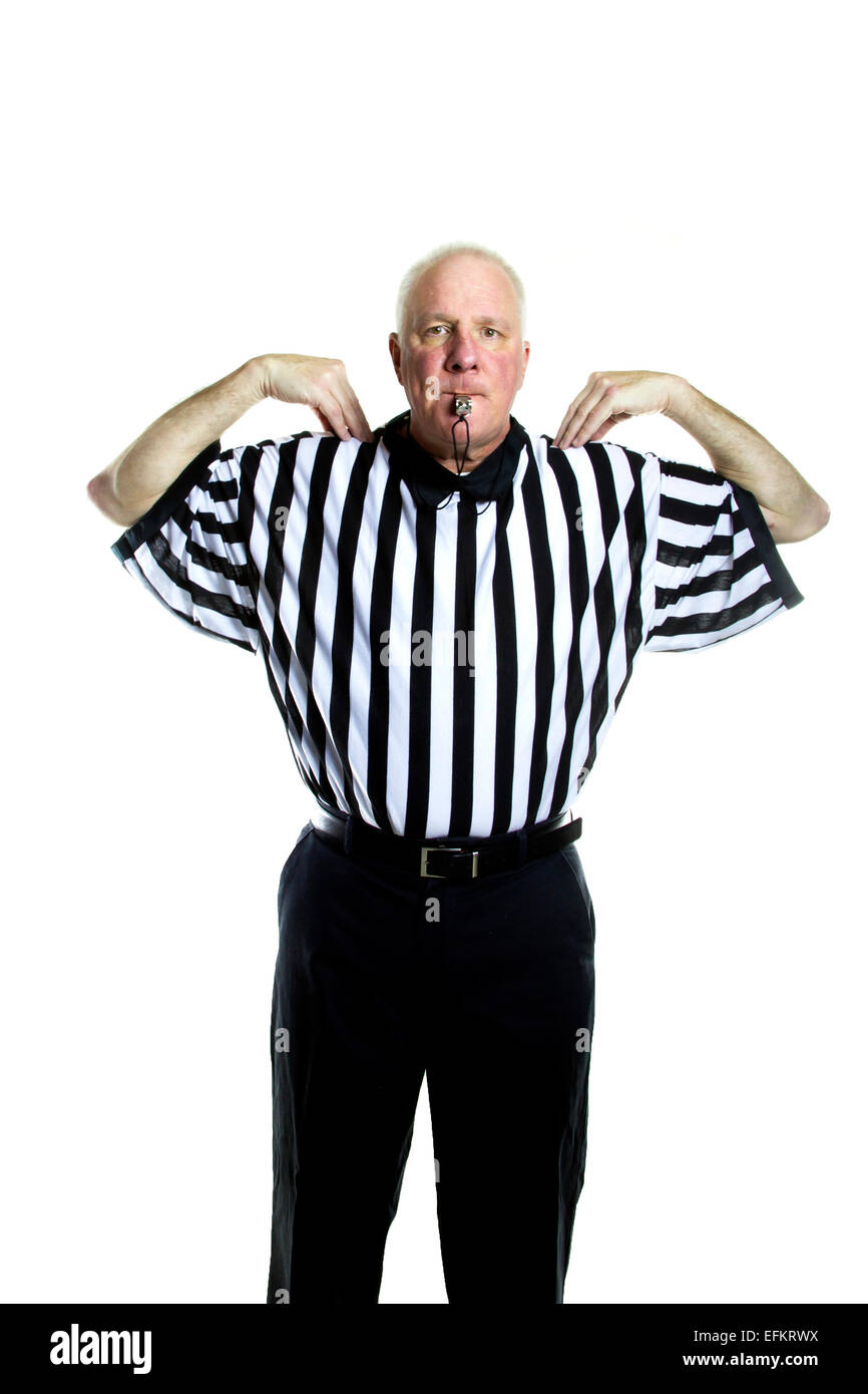 Basketball referee signaling a 20 second time out Stock Photo