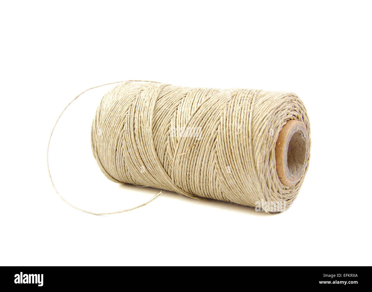 Roll of twine cord on white background Stock Photo