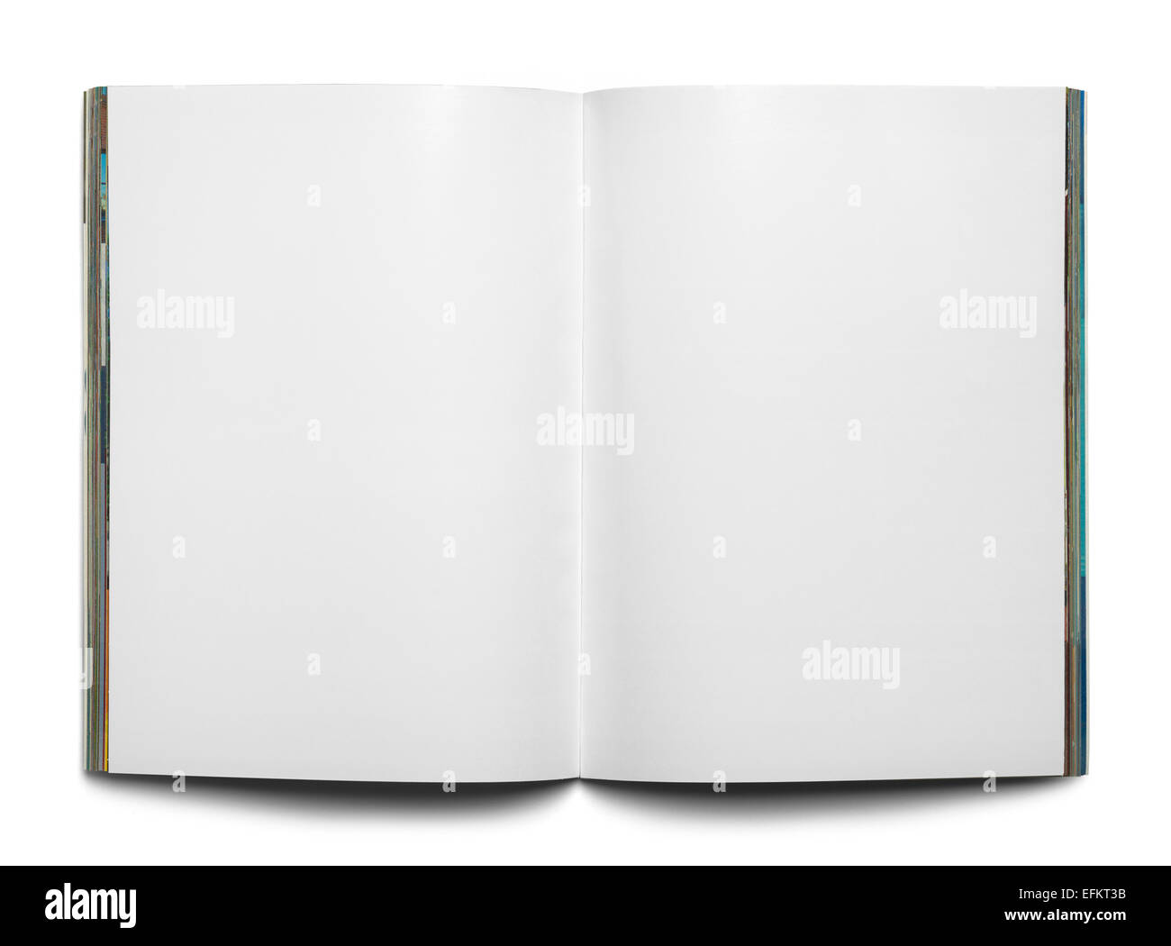 Open Magazine with Copy Space Isolated on White Background. Stock Photo
