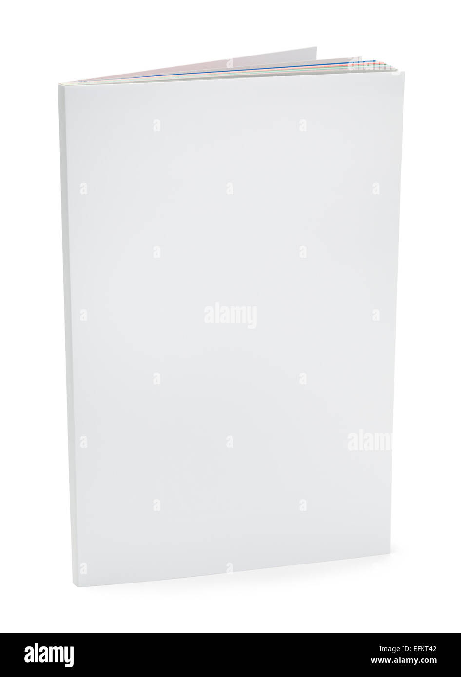 White Magazine with Copy Space Upright Isolated on White Background. Stock Photo