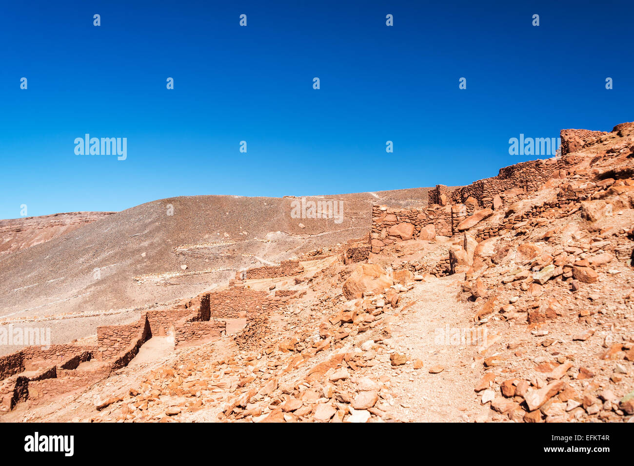 Ancient ruined fortress of Pukara de Quitor near San Pedro de Atacama in Chile Stock Photo