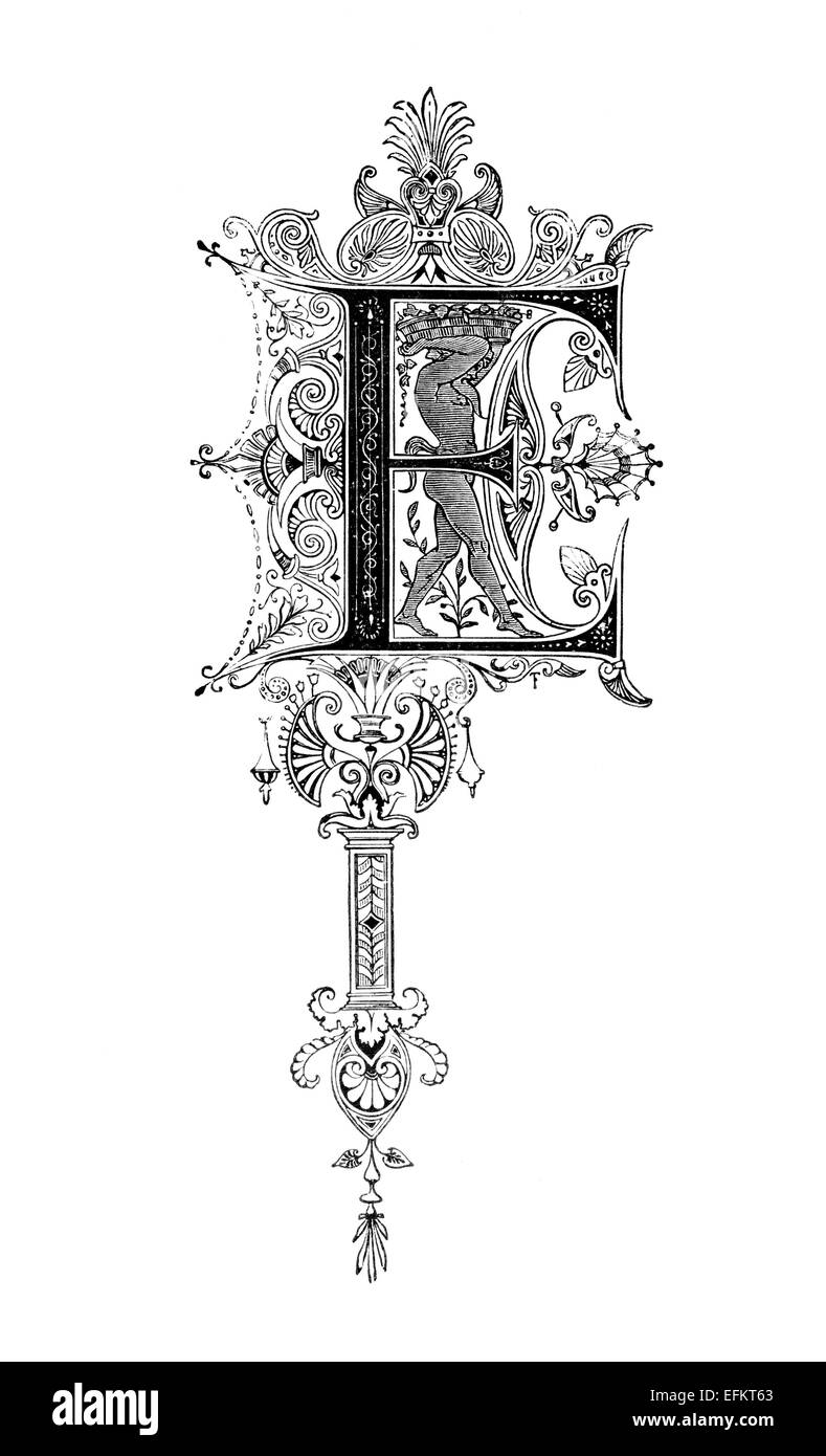 Romanesque Letters Romanesque Neoclassical design depicting the letter E. Digitally ...