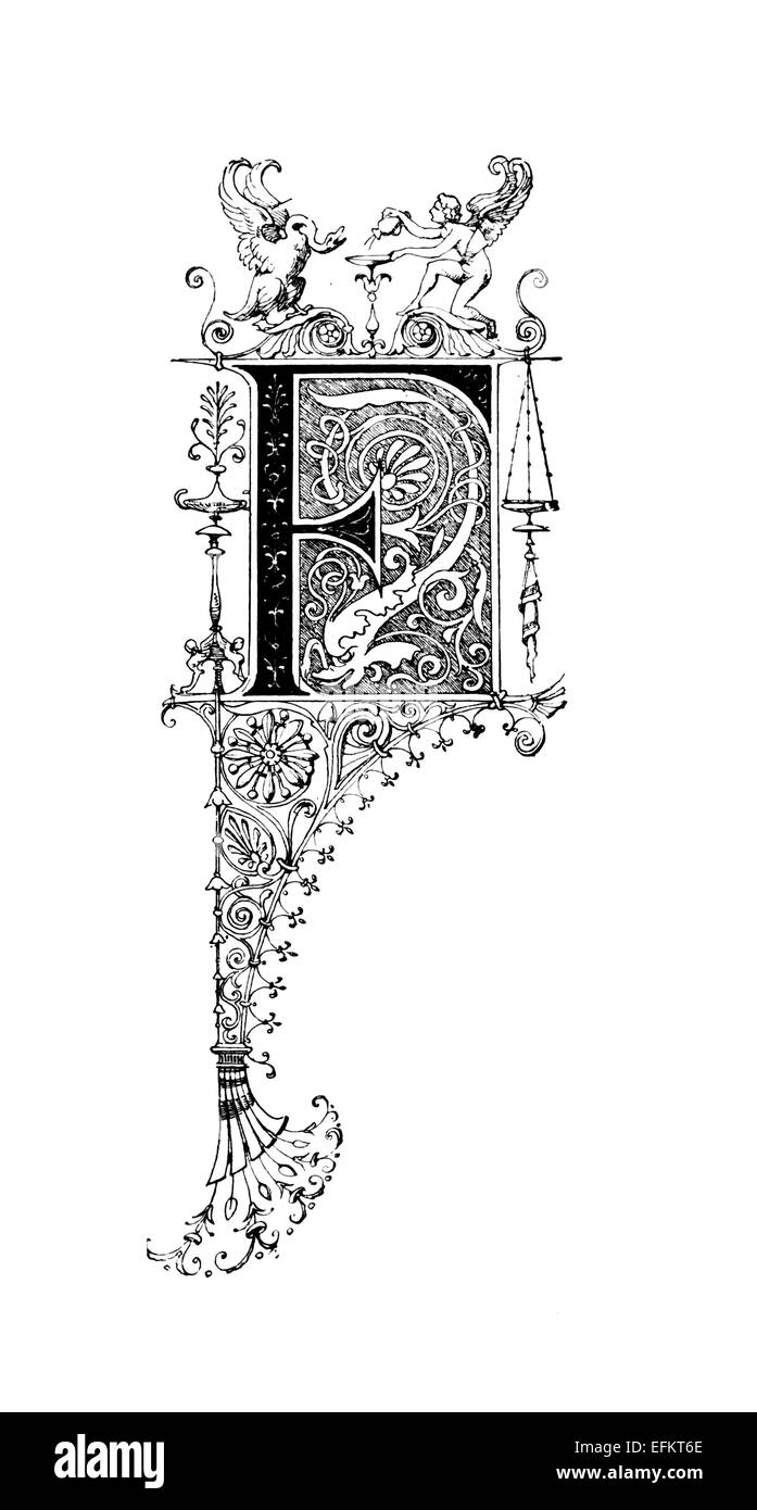Romanesque Letters Romanesque Neoclassical design depicting the letter F. Digitally ...