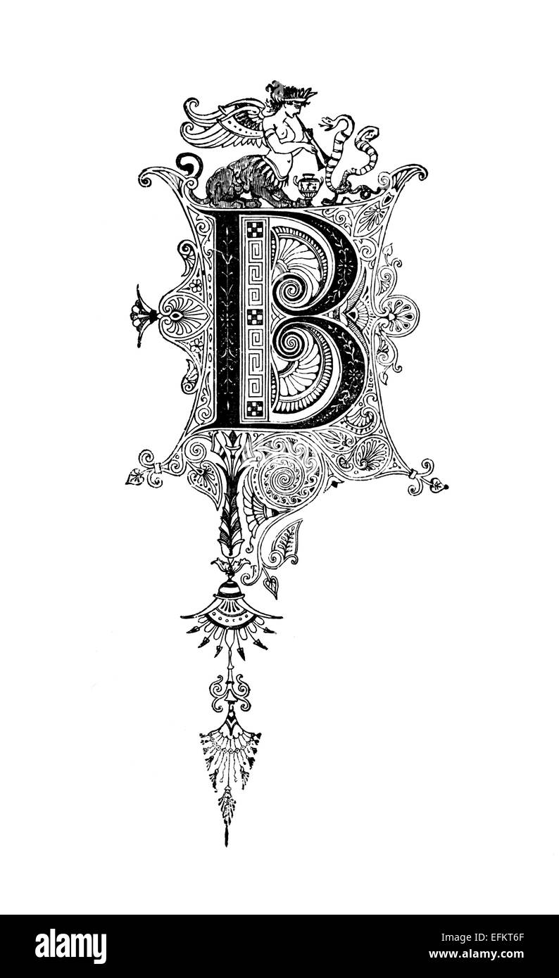Romanesque Letters Romanesque Neoclassical design depicting the letter B. Digitally ...