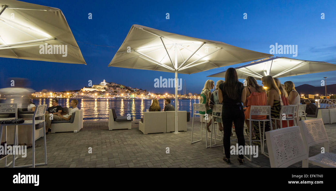 Marina Beach Club, Eivissa, Ibiza, Balearic Islands, Spain Stock Photo