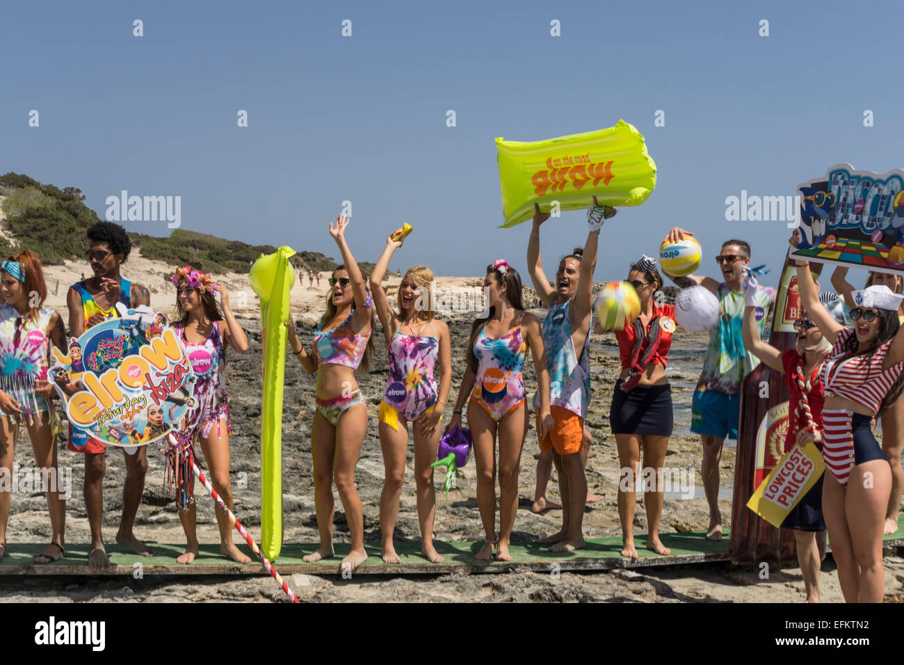 Ibiza Beach Promation   Playa Ses Salines Stock Photo