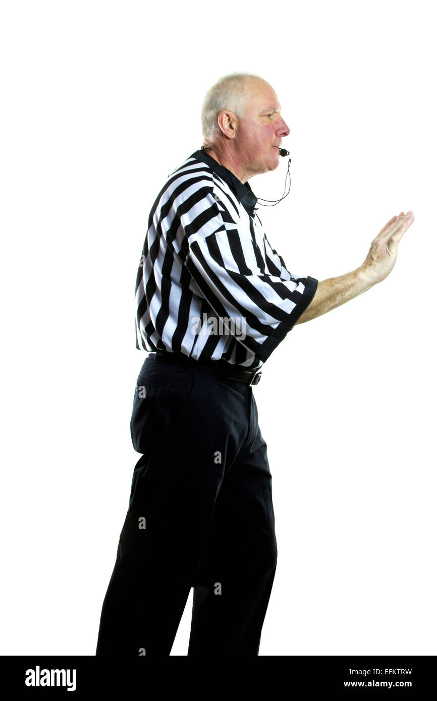 Basketball referee signaling a Pushing foul Stock Photo Alamy