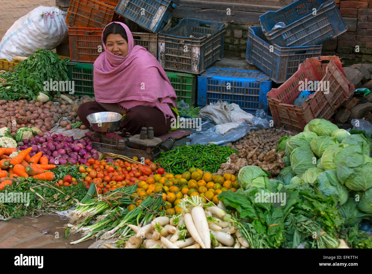 Fruit sellers in Bhaktapur UNESCO World Heritage Site. Kathmandu Valley Nepal Stock Photo Alamy