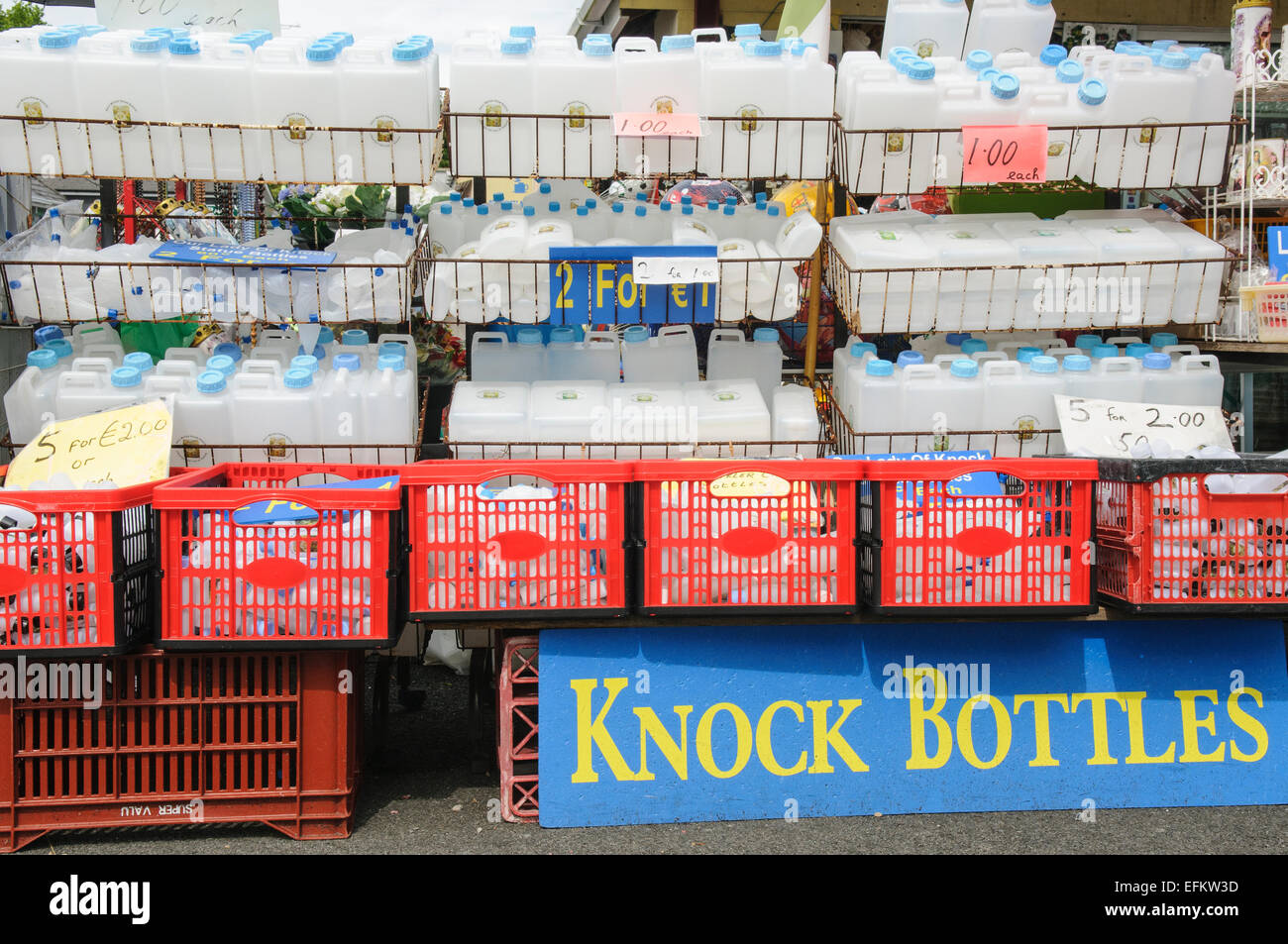 Bottles for holy water on sale at Knock, Ireland Stock Photo Alamy