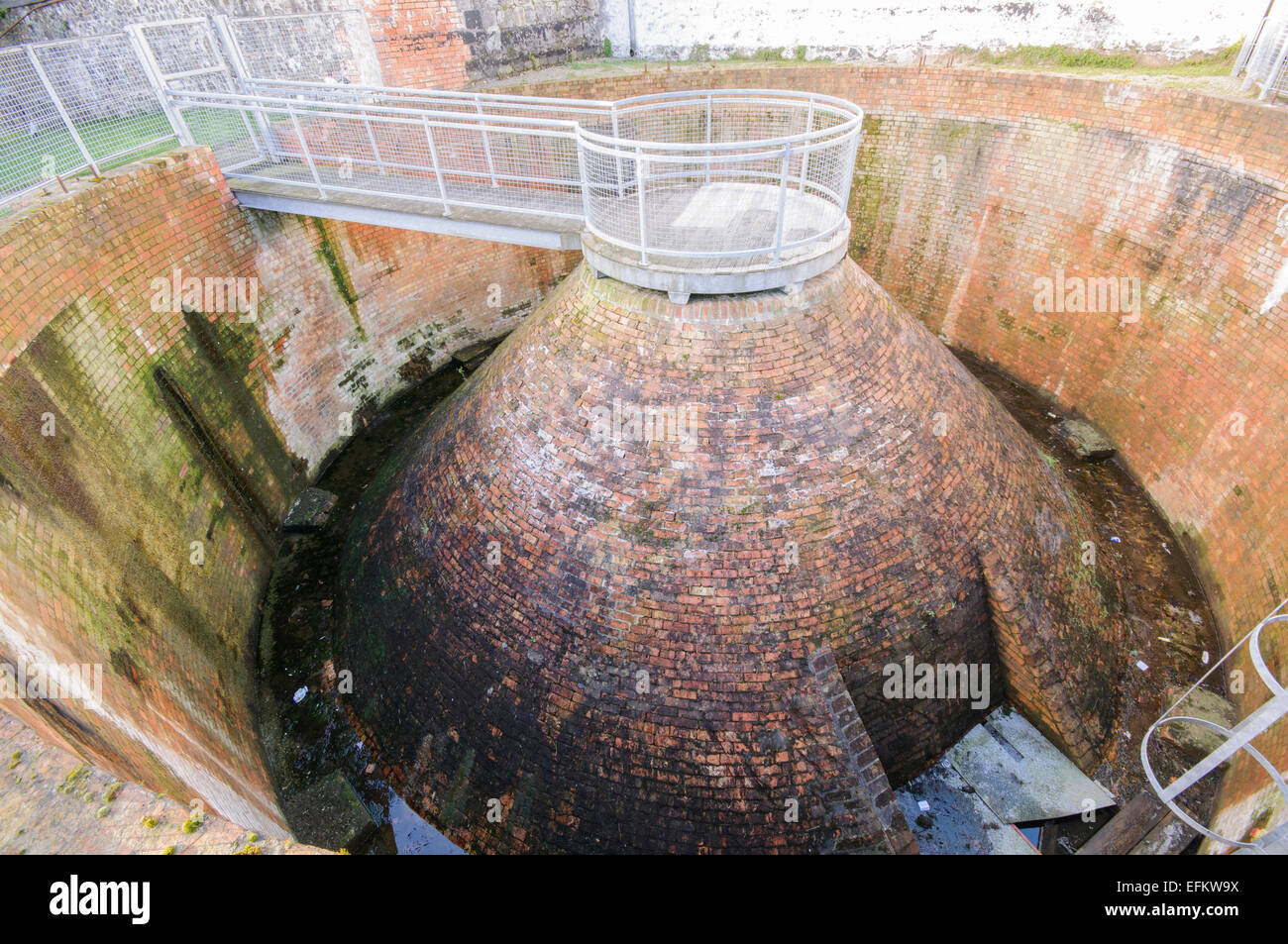 The inside of the bottom water seal of a gasometer Stock Photo