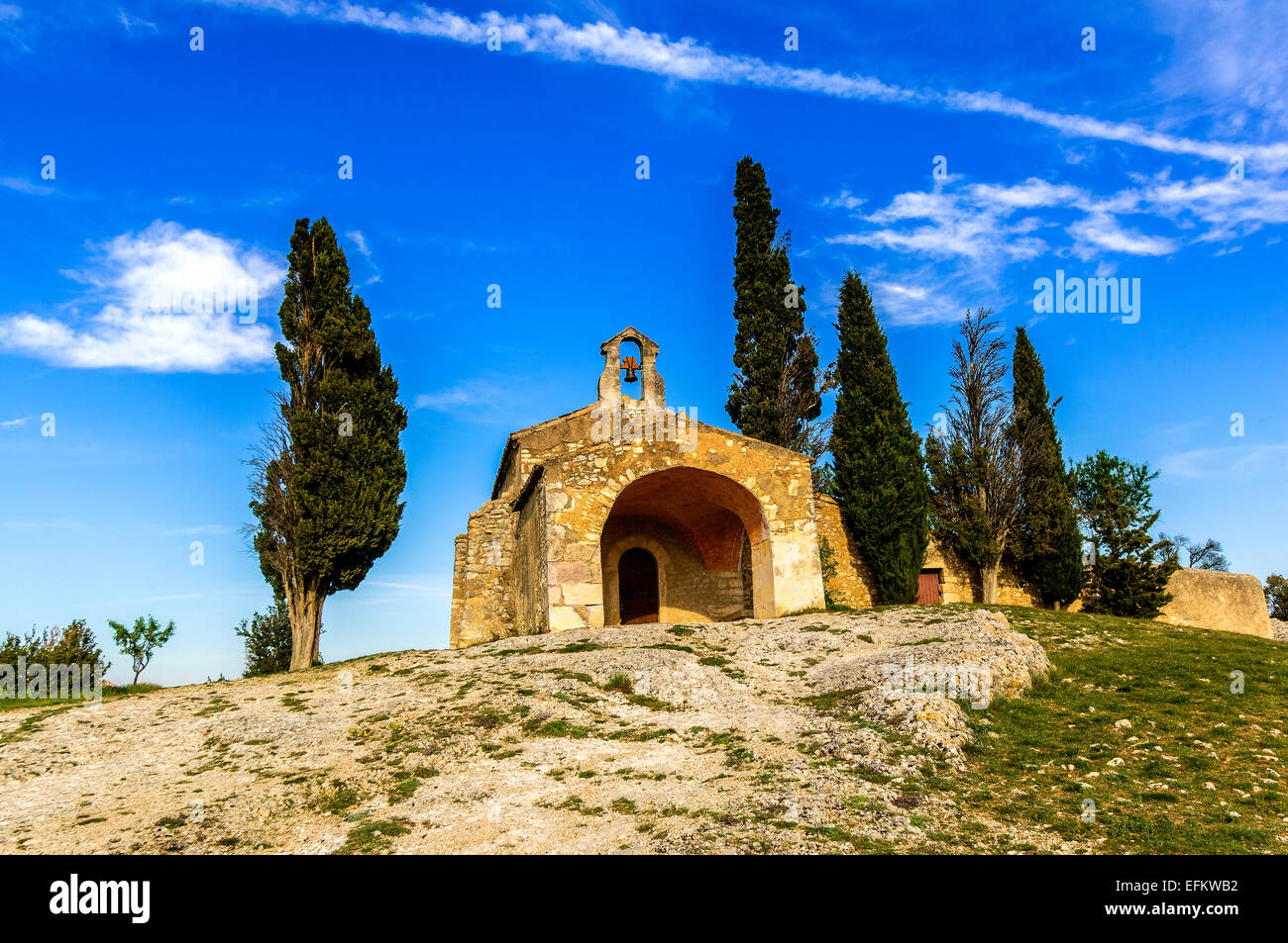 Chapelle SaintSixte d'Eygalières SaintRémydeProvence. massif des alpilles France Stock Photo