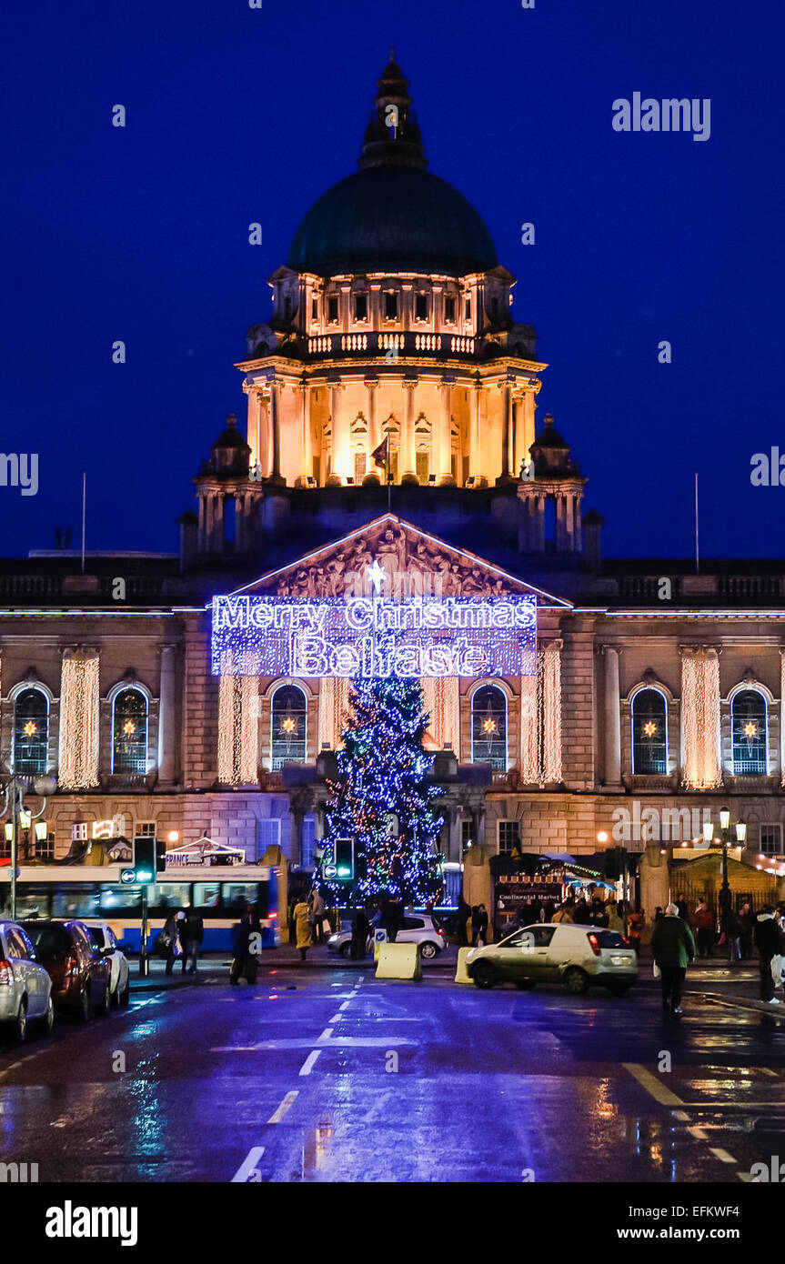 Christmas lights at Belfast City Hall, Northern Ireland Stock Photo Alamy