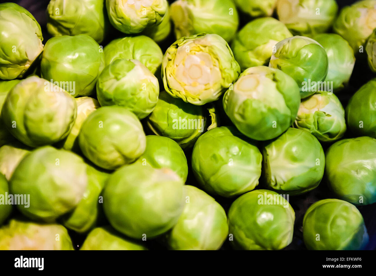 Brussell Sprouts, peeled and ready to be cooked Stock Photo