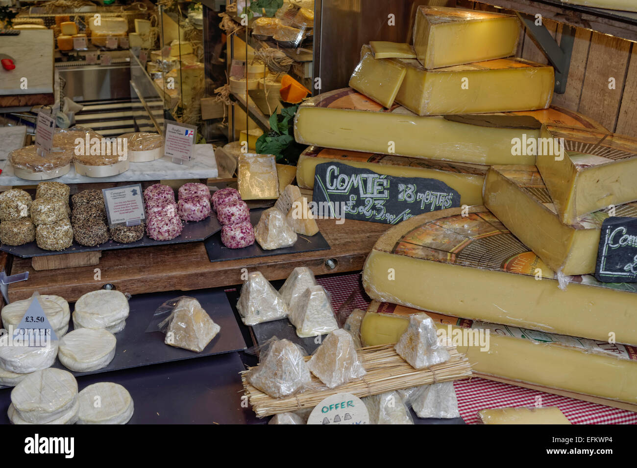 Gourmet Food, Cheese, Boroughs Market, London,  United Kingdom, Stock Photo