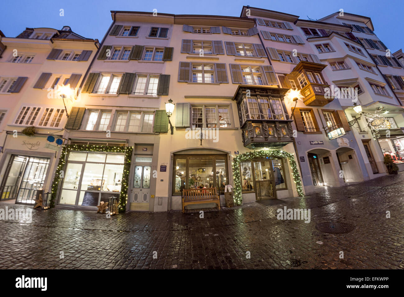 Augustinergasse , christmas illumination, Zurich, Switzerland Stock Photo
