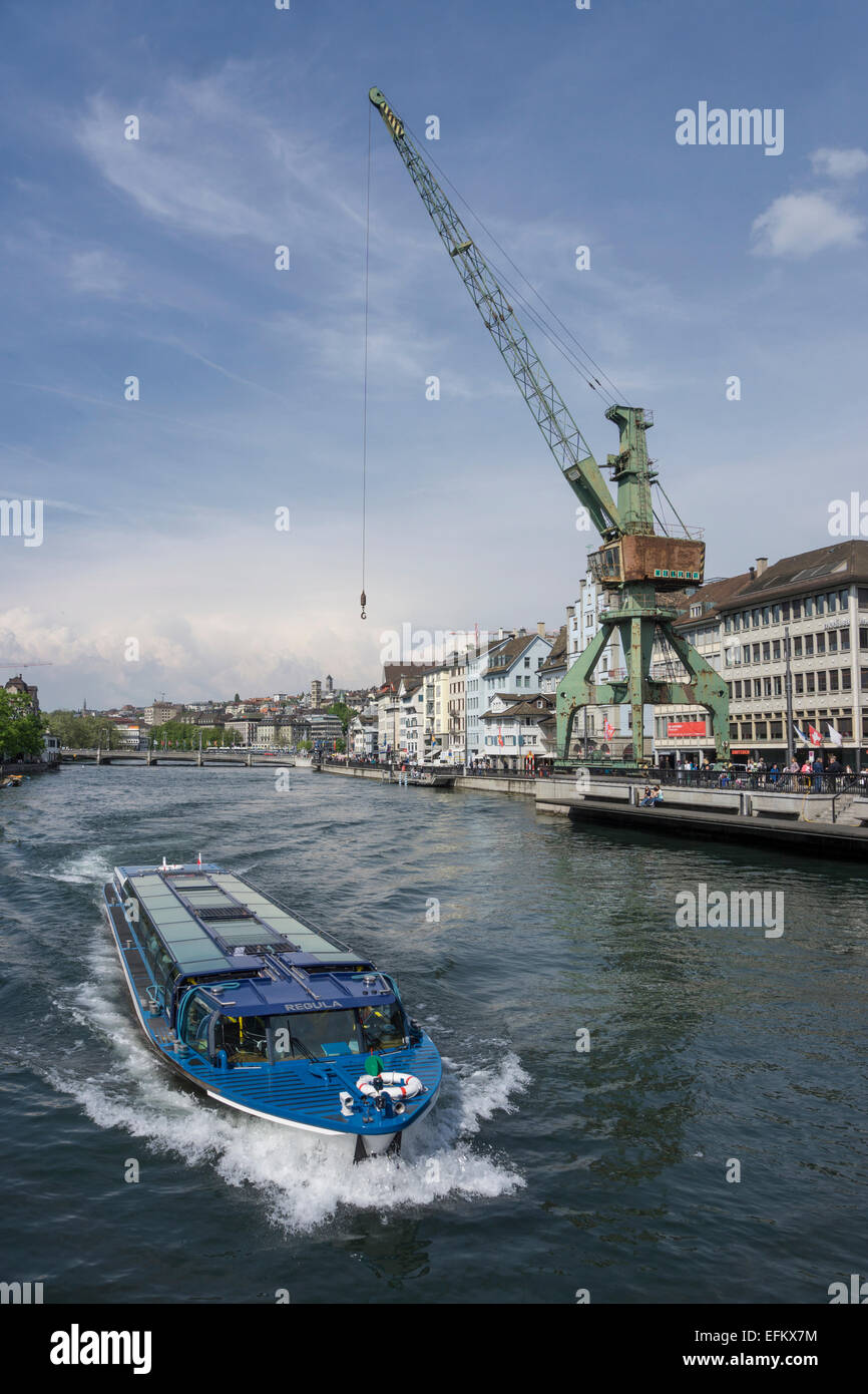 Zurich transit maritim Art project, Harbour crane from Rostock, Zurich, Switzerland Stock Photo