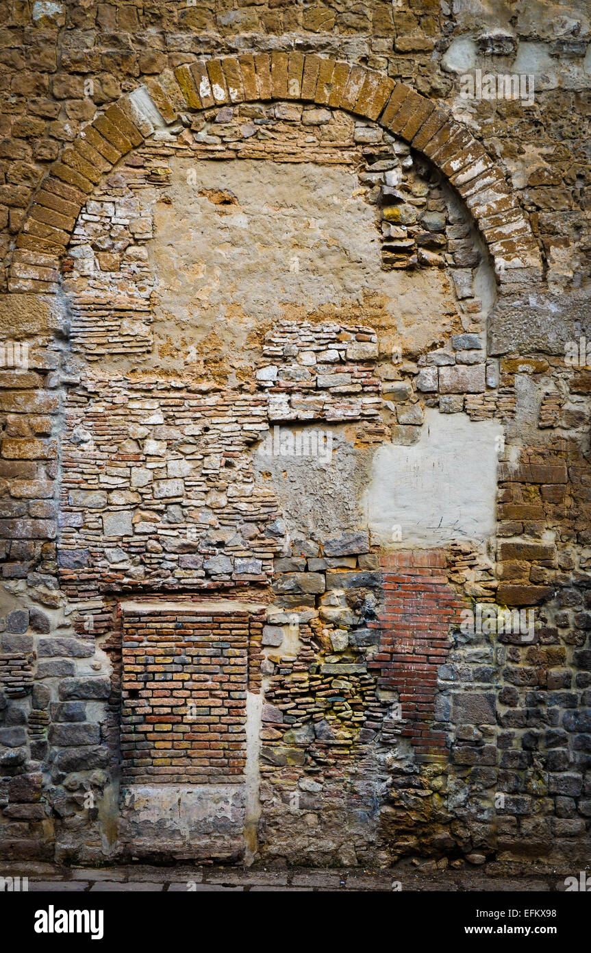 old multicolored roman walls Barcelona Stock Photo