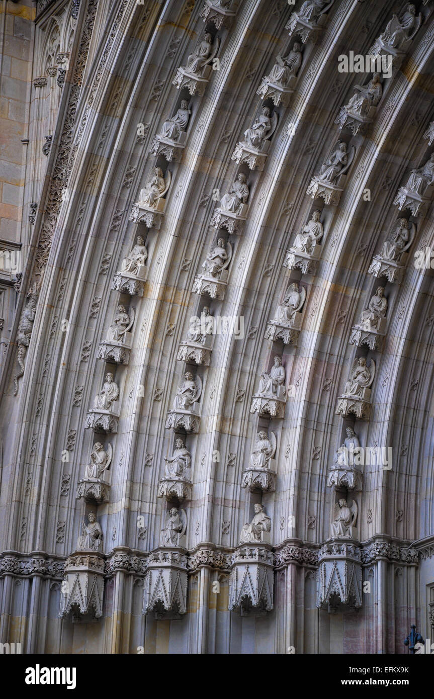 Barcelona Cathedral Stone carving over doorway Stock Photo