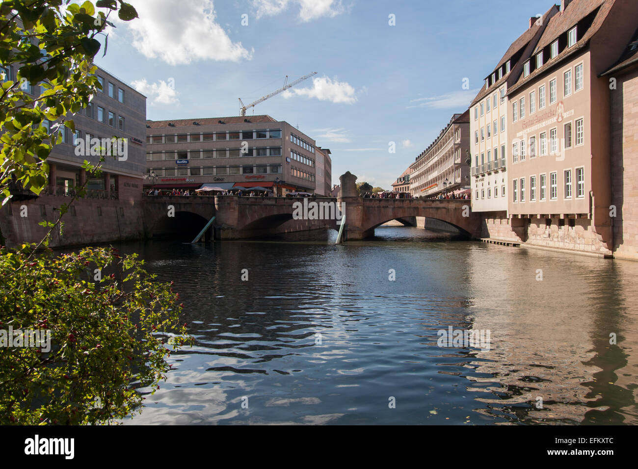 River Pegnitz Bridge Nuremberg Germany Stock Photo