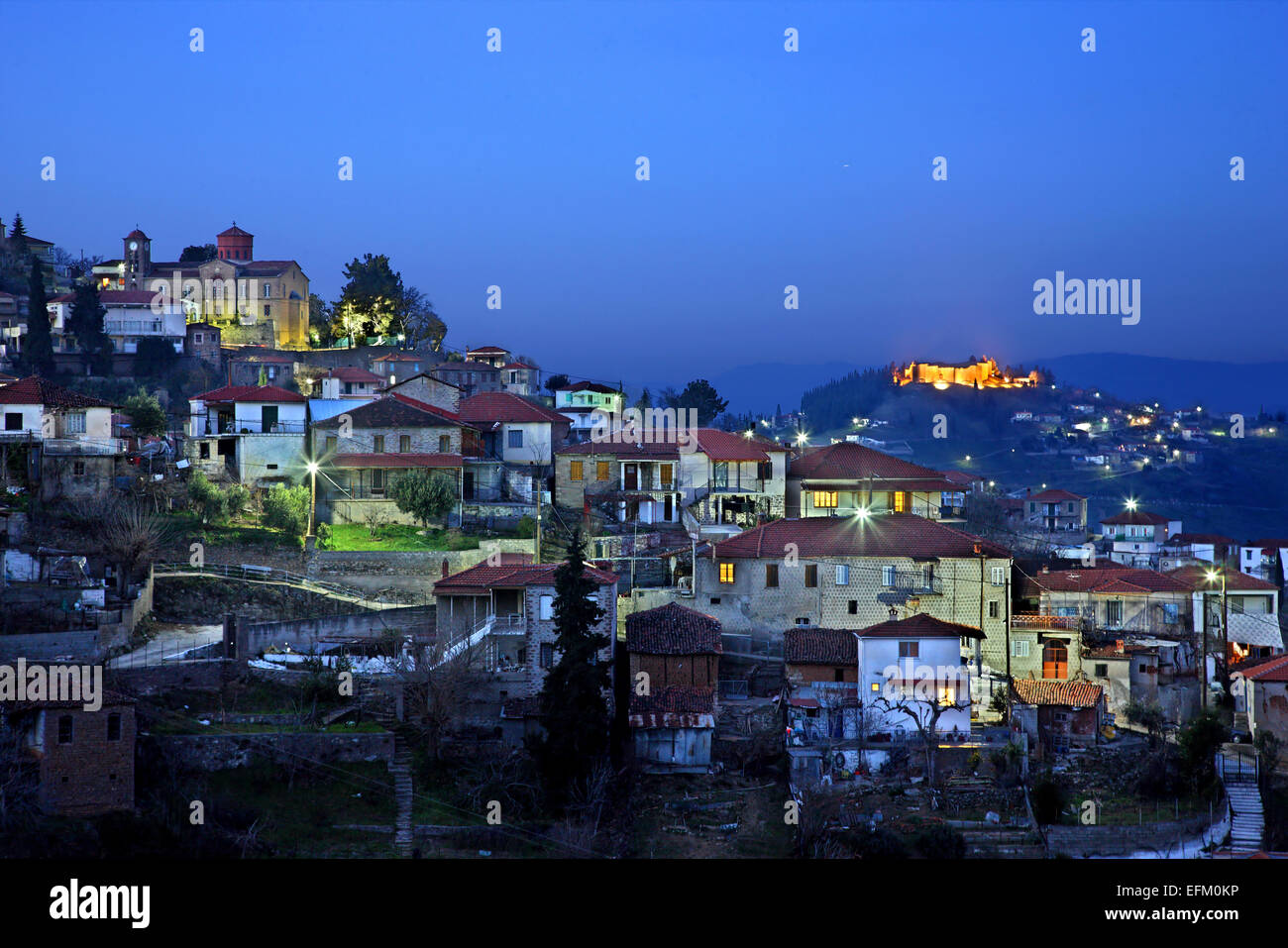 Partial view of Kanalia village (Karditsa, Thessaly, Greece). In the