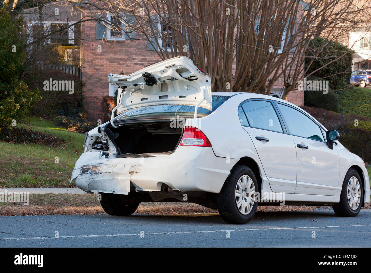 Rear-end car collision damage - USA Stock Photo