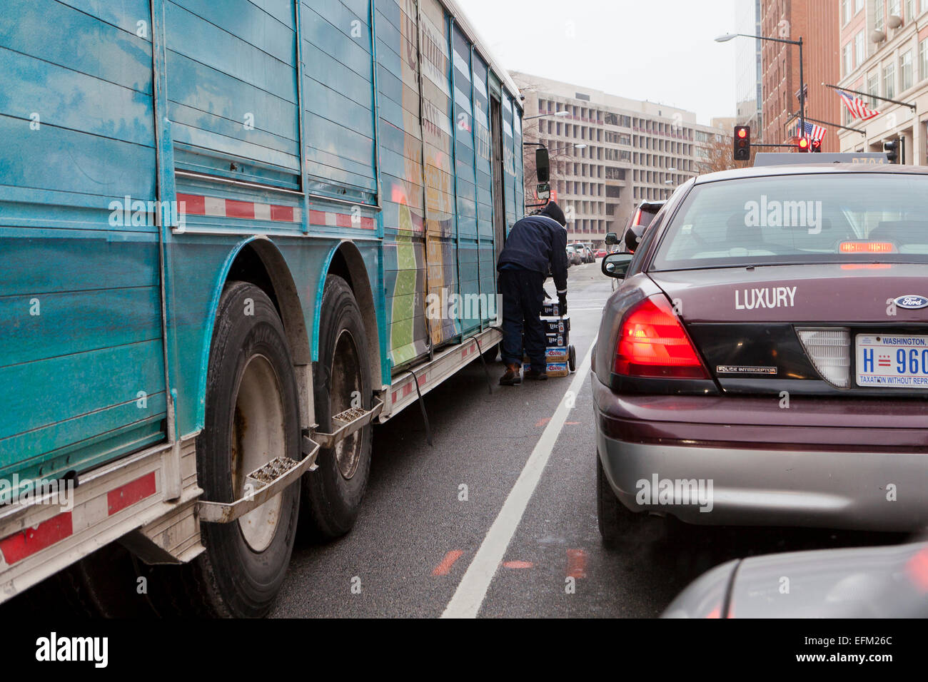 Beer delivery man USA Stock Photo Alamy