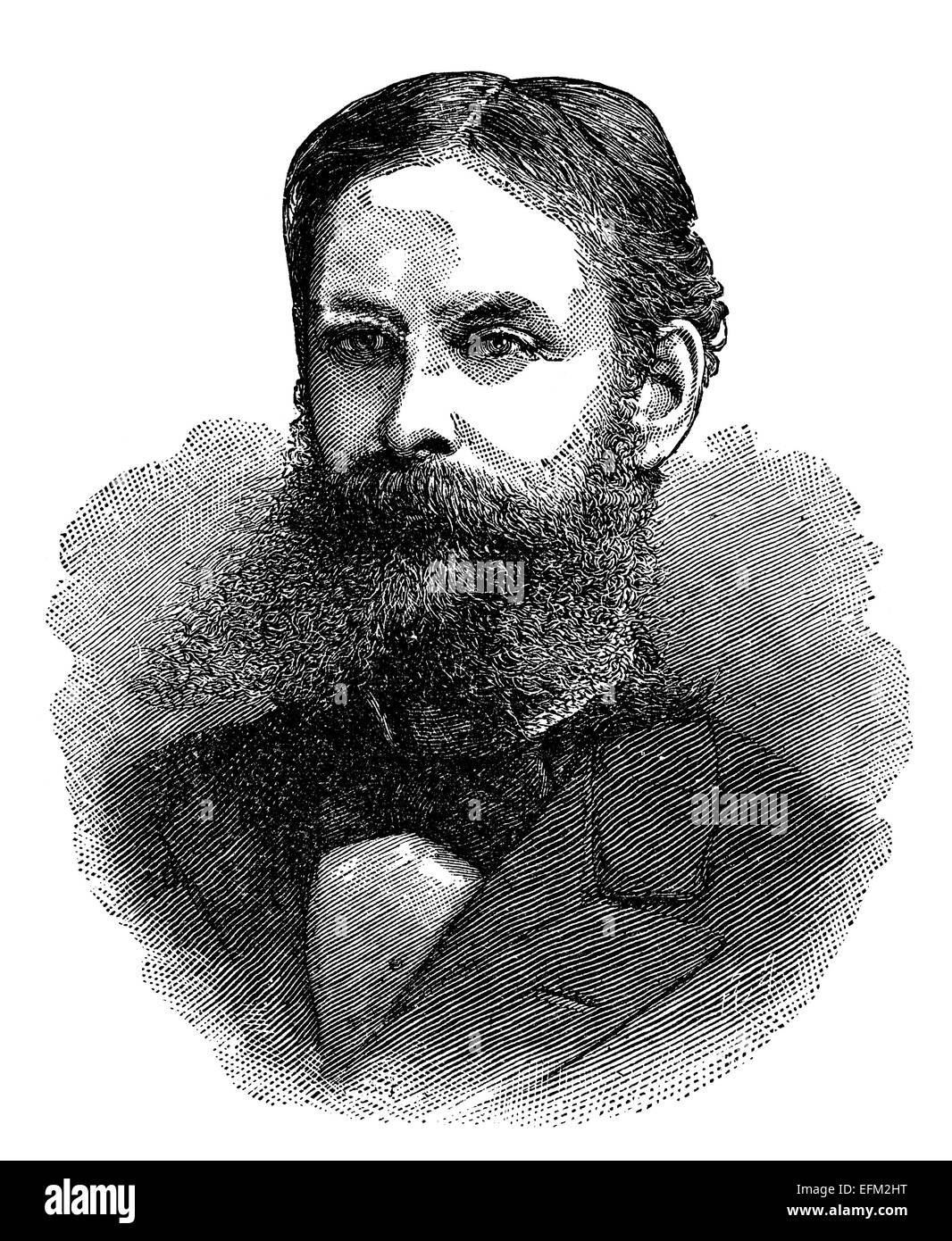19th century engraving of a man with a beard Stock Photo