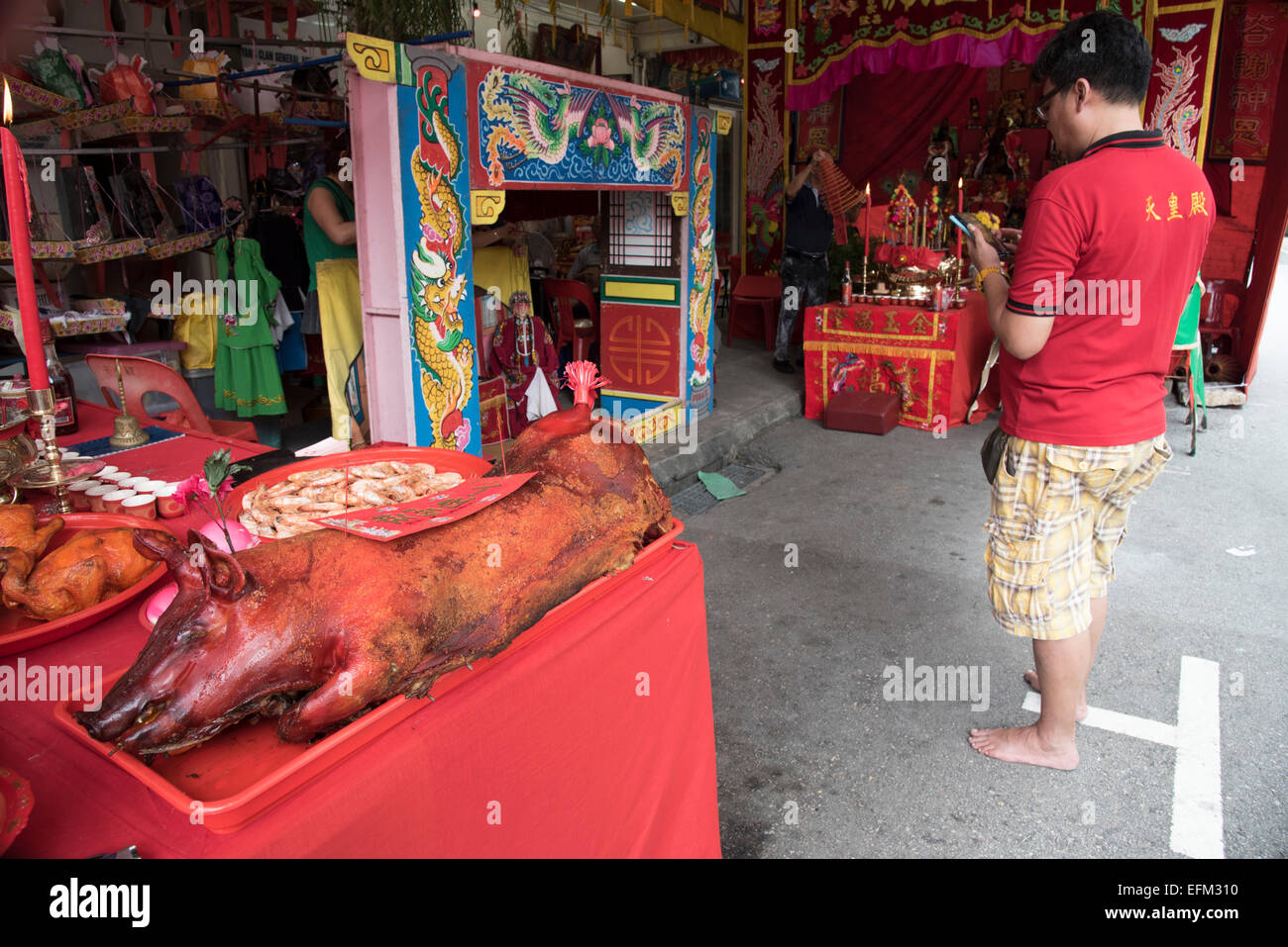 Preparations community association premises for Chinese New Year in Singapore Stock Photo