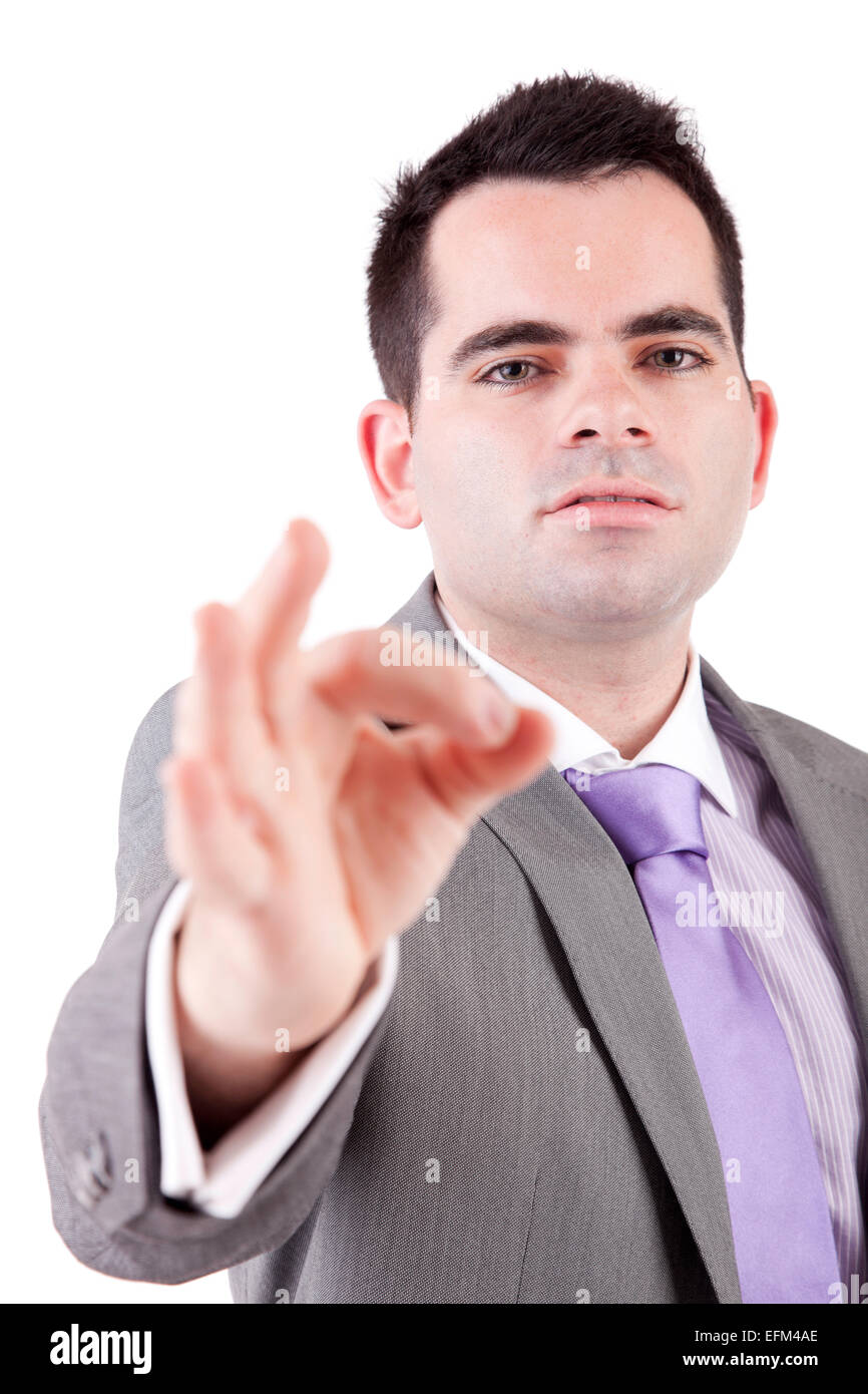 Business man signaling ok - isolated on white Stock Photo - Alamy