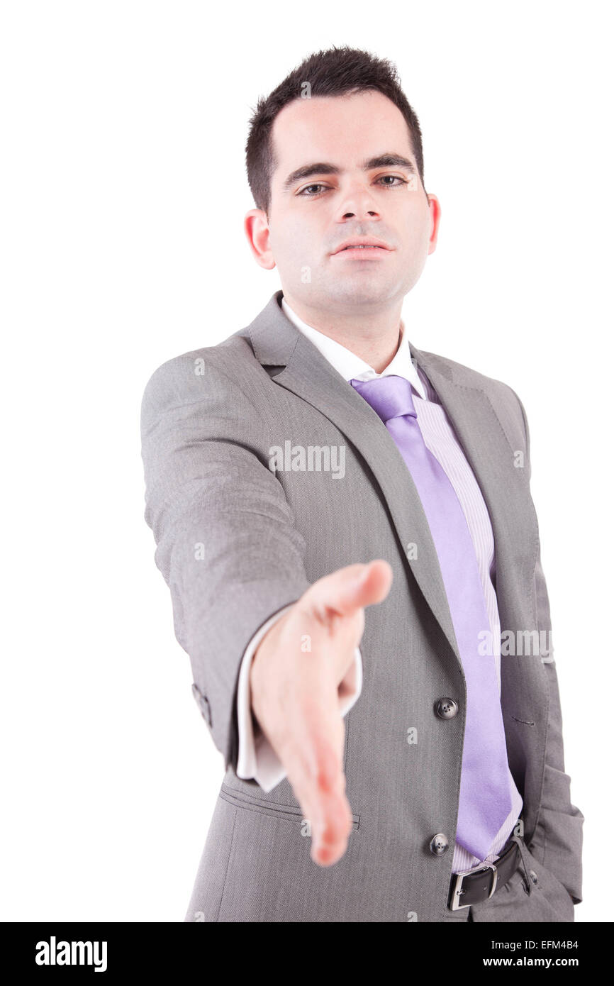 Young engineer, offering handshake - isolated on white Stock Photo - Alamy