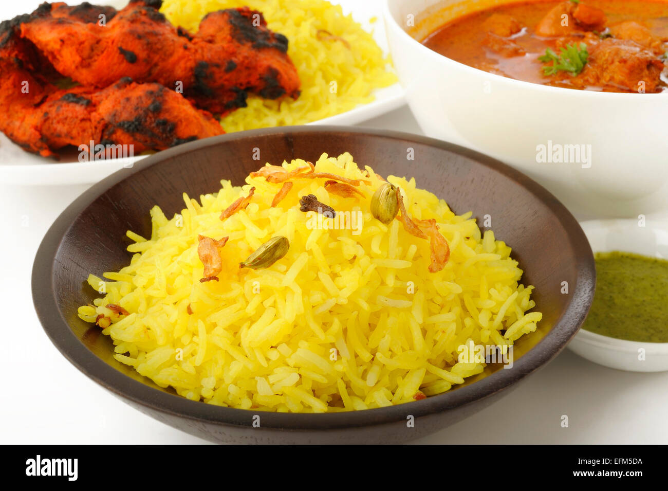 Chicken Tikka Masala , Tandoori chicken tikka with pilau rice Stock