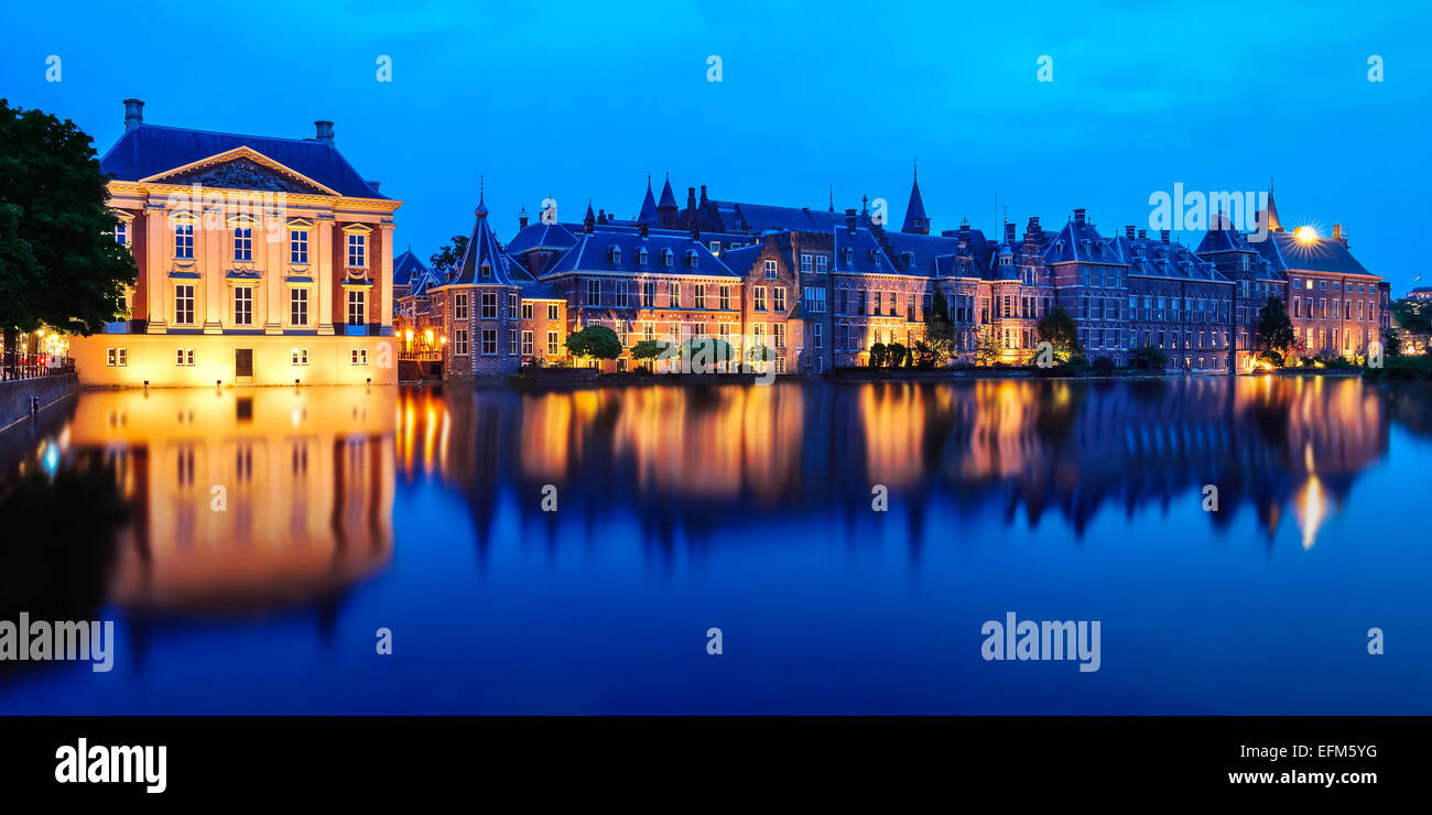 Mauritshuis Museum and Binnenhof Palace in The Hague (Den Haag), The Netherlands - Dutch Parlament buildings. Stock Photo