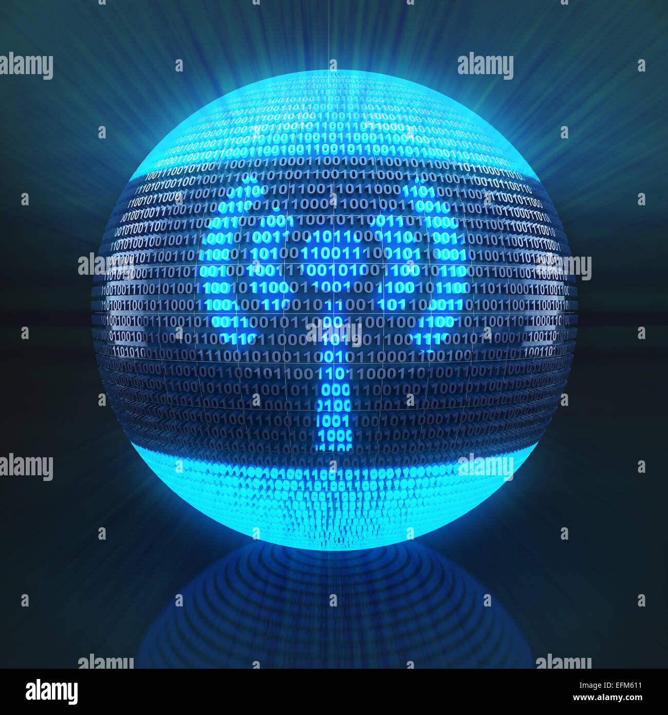 Wifi symbol on globe formed by binary code Stock Photo