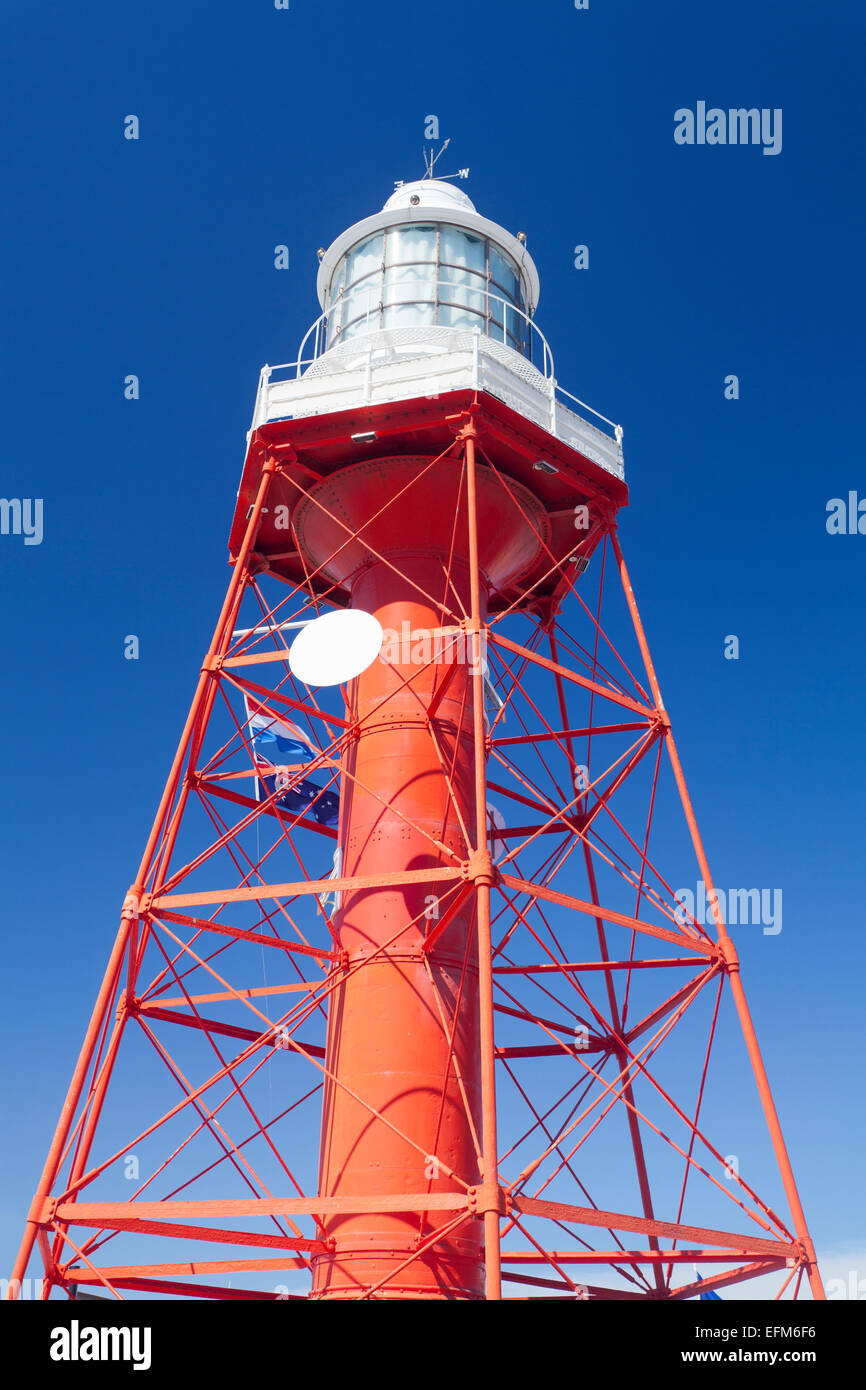 Red iron lighthouse Stock Photo