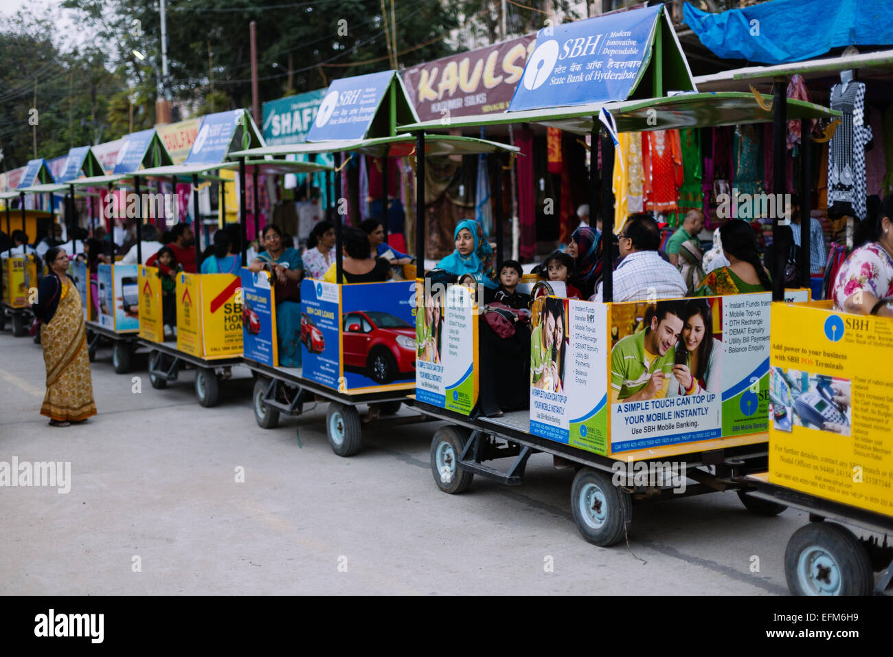 Toy train ride at Numaish, an industrial exhibition in Hyderabad,India