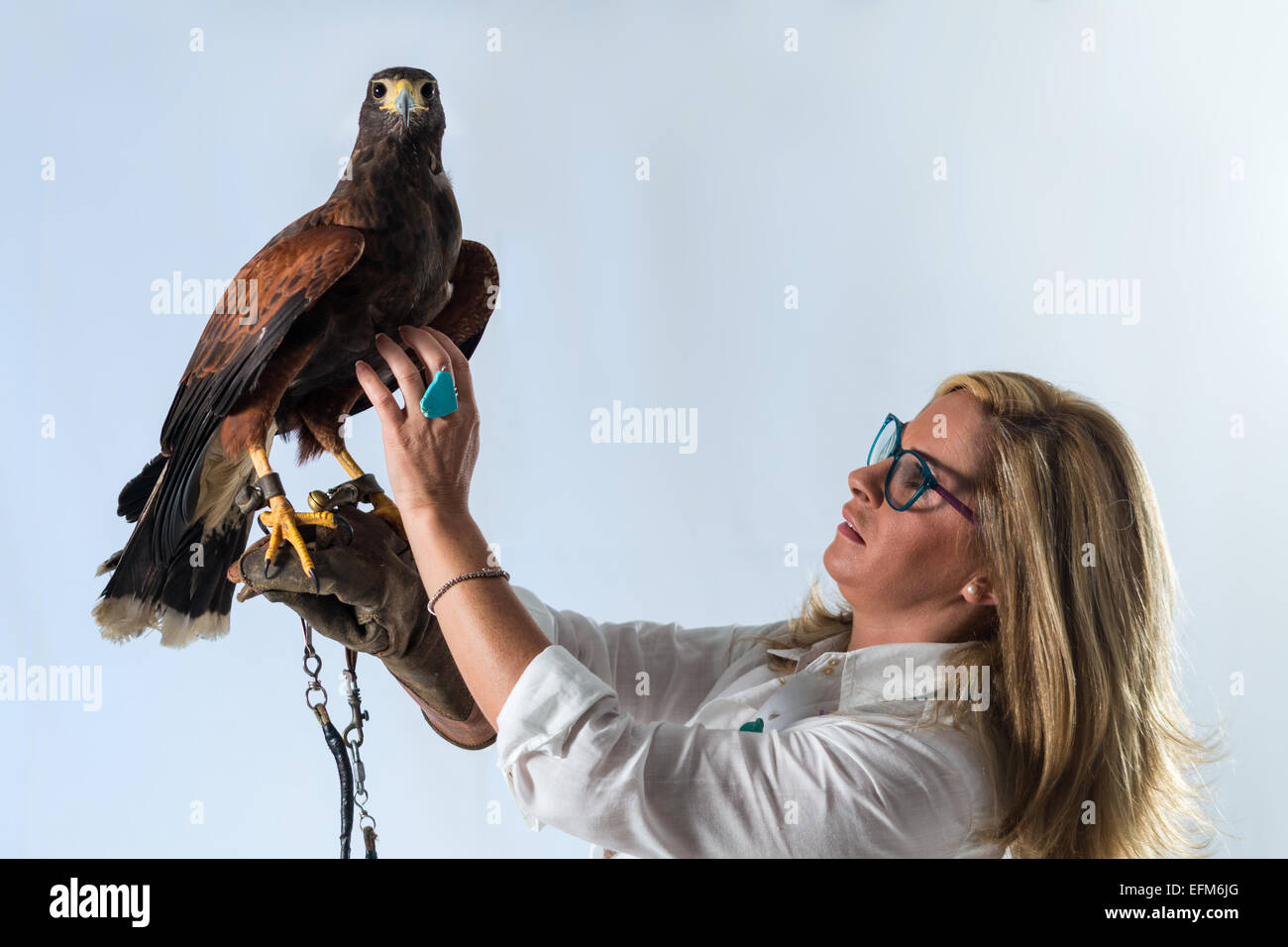 Woman and buzzard Stock Photo Alamy
