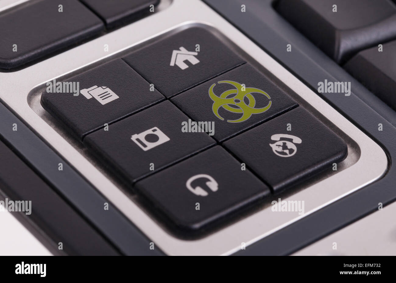 Buttons on a keyboard, selective focus on the middle right button ...