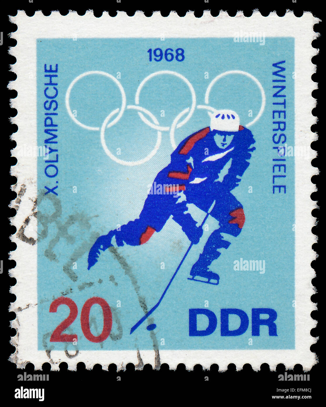 GDR - CIRCA 1968: A Stamp printed in GDR (East Germany) shows X Winter Olympic Games, 1968, circa 1968 Stock Photo
