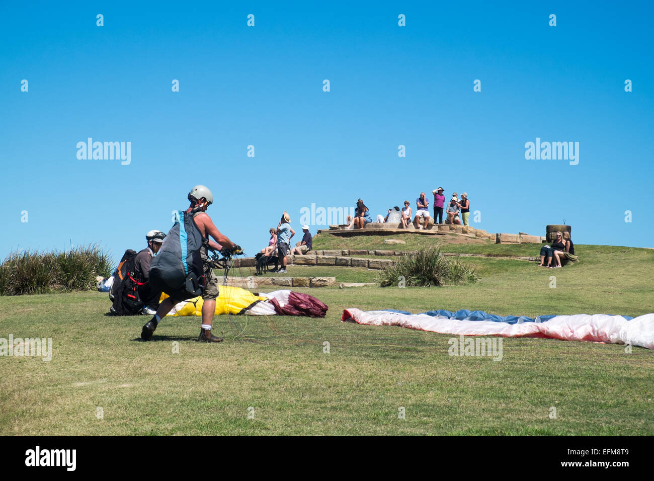Paragliding at Long Reef point on Sydney northern beaches,New South Wales,Australia Stock Photo