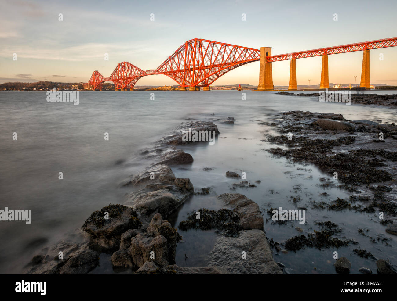 Forth Rail Bridge From South Queensferry, Firth of Forth, Scotland, UK Stock Photo