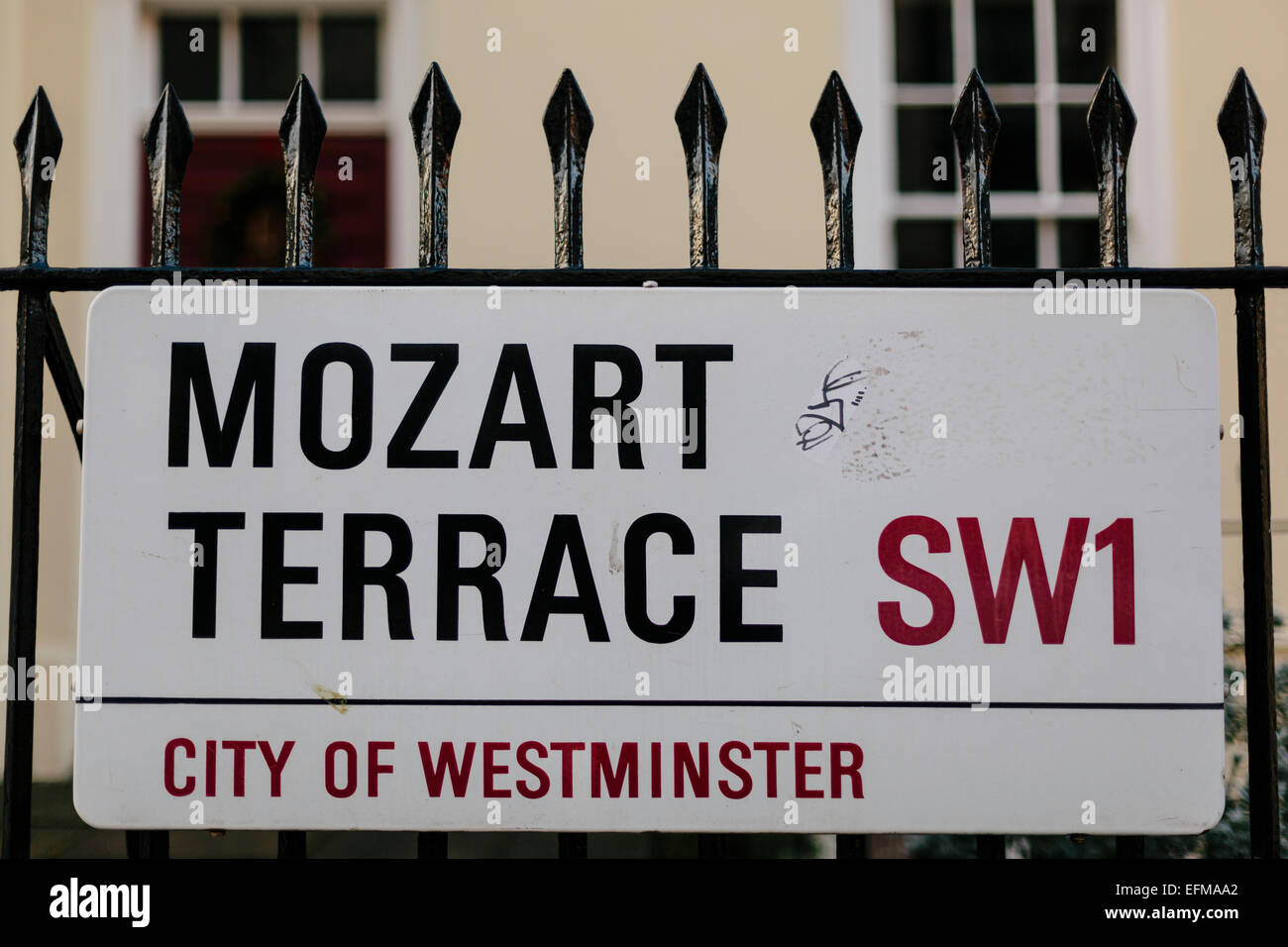 Mozart Terrace, Street Sign, London SW1, City of Westminster Stock