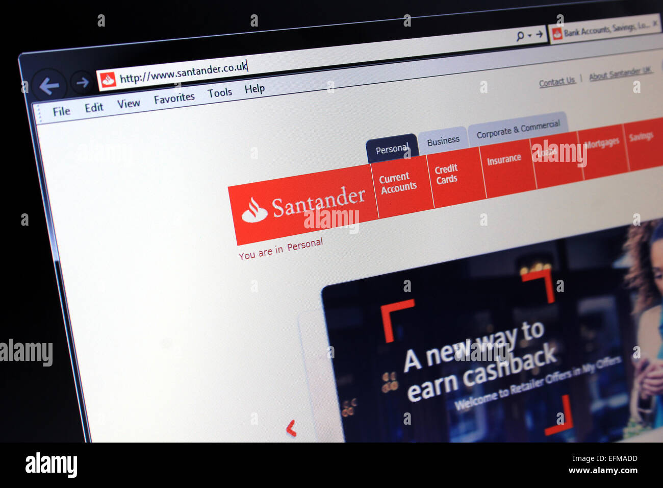 Santander website Stock Photo