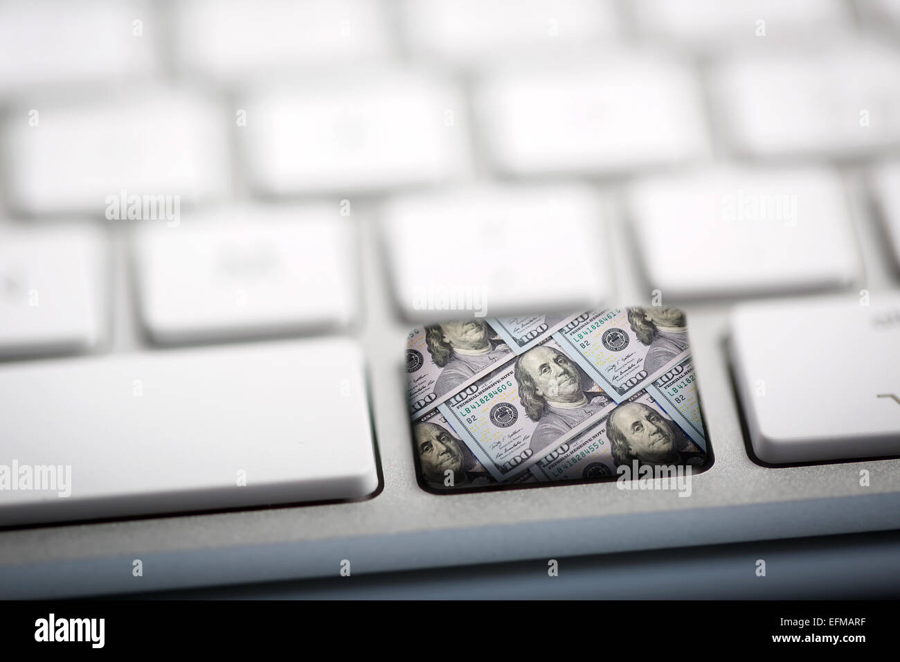 Dollars Money on Keyboard Stock Photo