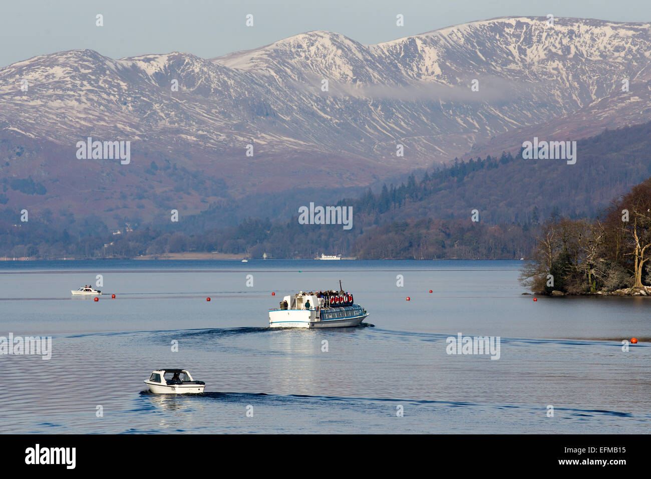 Lake Windermere, Cumbria, UK. 7th February, 2015. UK weather. Bright