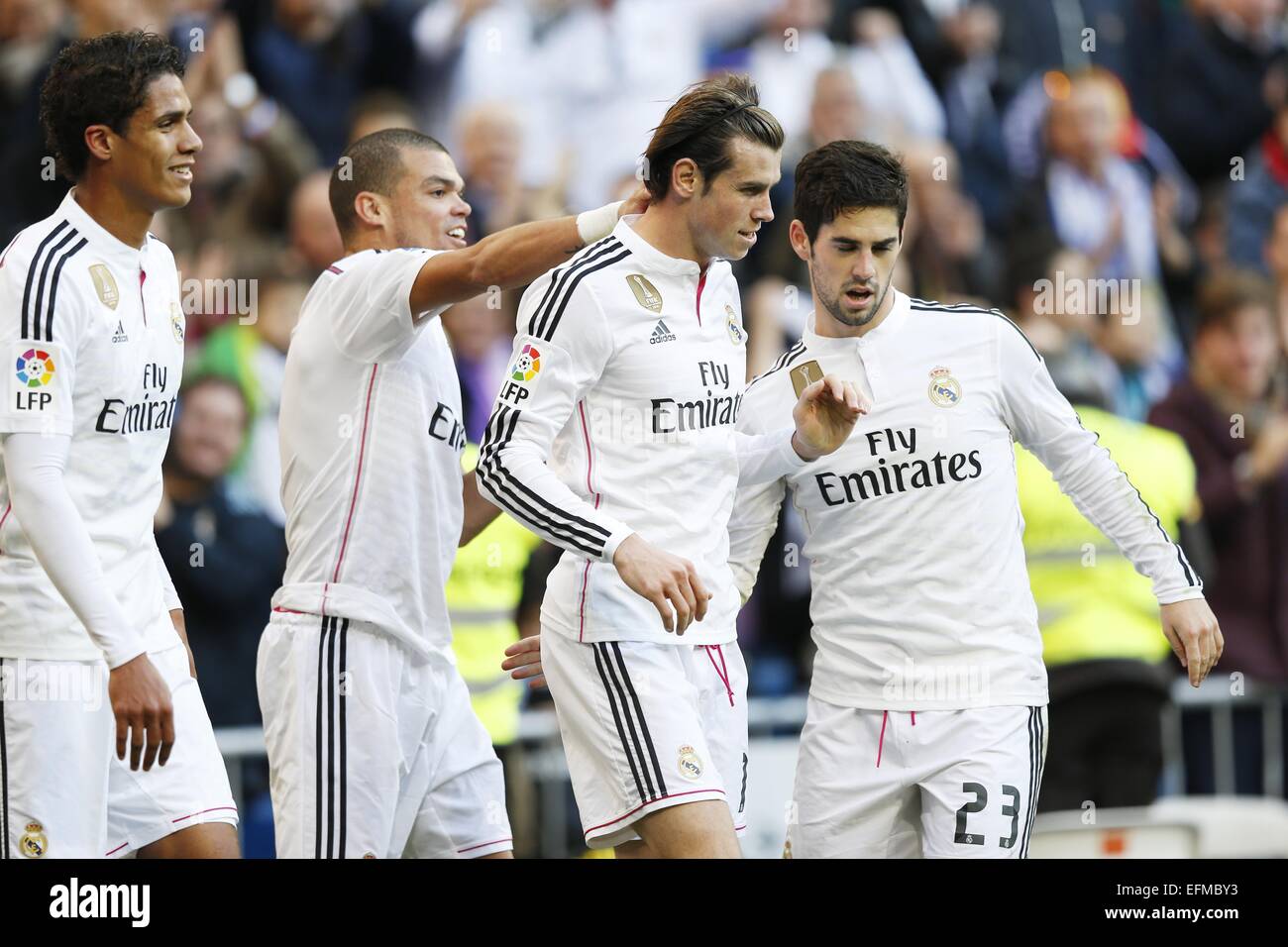 Real Madrid Midfielder, number 11 BALE - Gareth Frank Gareth Bale (23),  celebrates after scoring a g