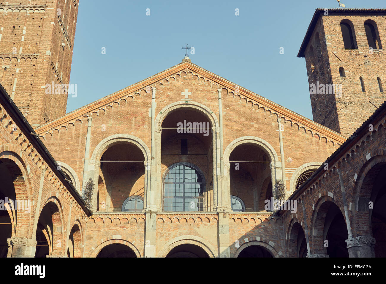 Basilica Sant Ambrogio Romanesque church porticoed atrium Milan ...