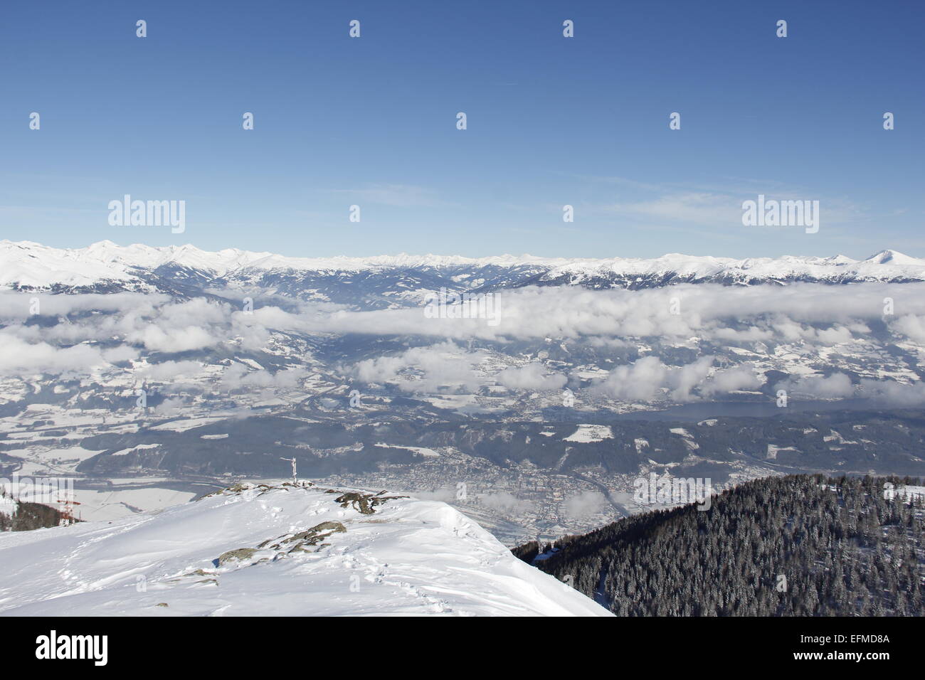 View From Top Of Gold Corner, Austria, Carinthia, Spittal In Winter Stock Photo