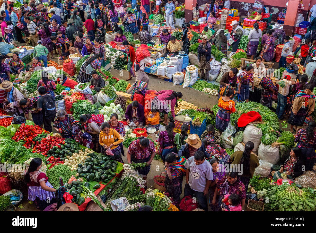 Chichicastenango, Guatemala. Buying Fruits and Vegetables, Indoor