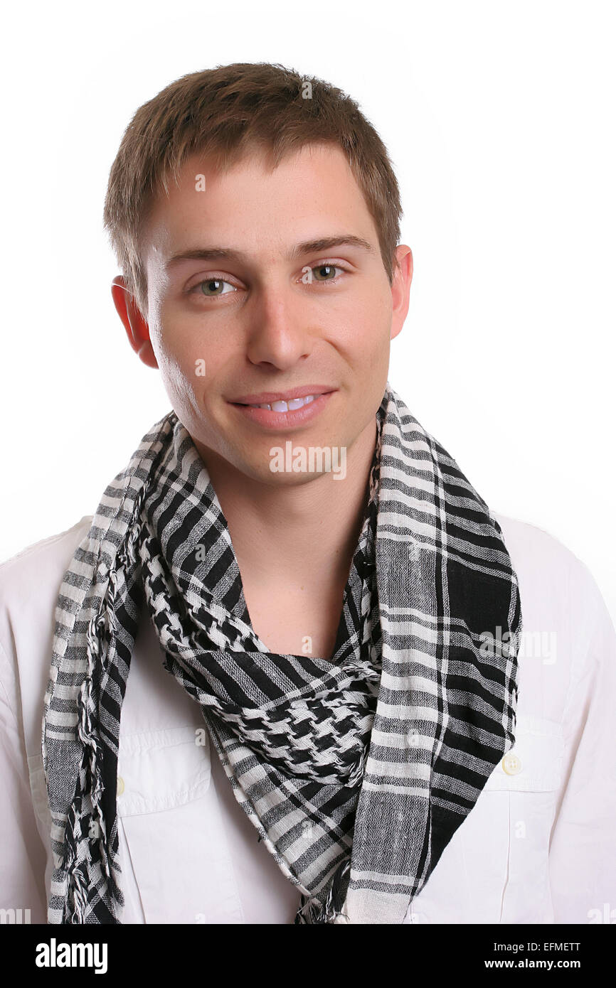 Young casual man posing, isolated in white background Stock Photo - Alamy