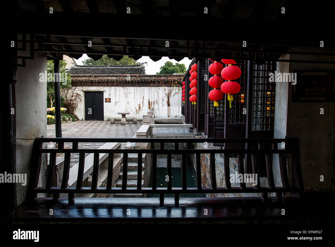 aisle and yard of Chinese traditional architecture Stock Photo